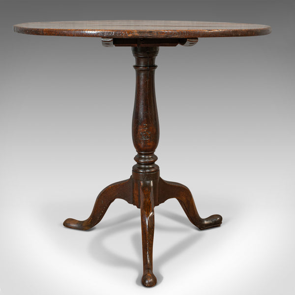 Antique Circular Table, English, Oak, Folding, Side, Occasional, Georgian, 1780