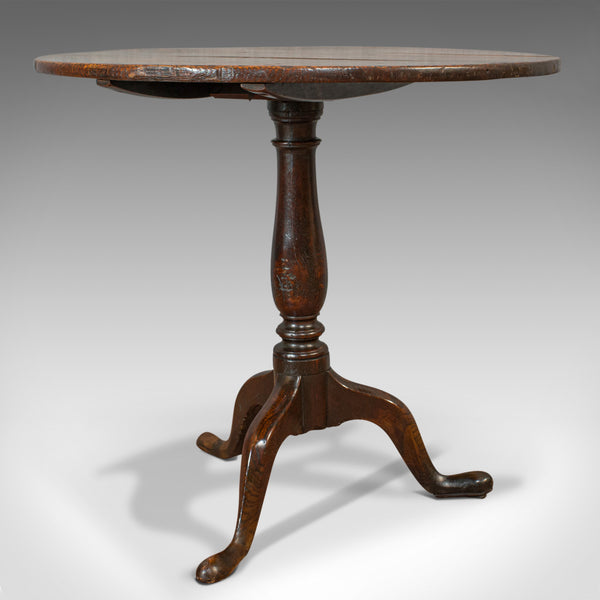 Antique Circular Table, English, Oak, Folding, Side, Occasional, Georgian, 1780