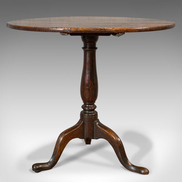 Antique Circular Table, English, Oak, Folding, Side, Occasional, Georgian, 1780