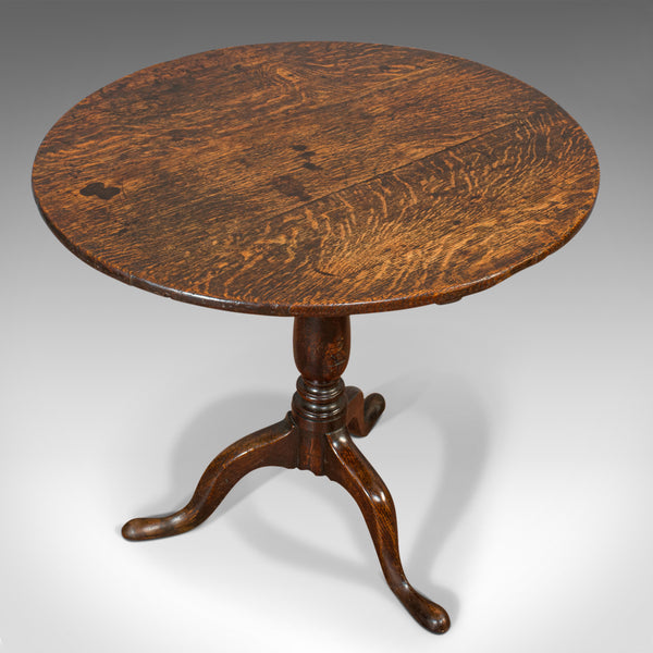 Antique Circular Table, English, Oak, Folding, Side, Occasional, Georgian, 1780