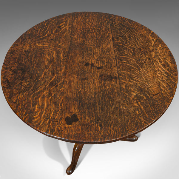 Antique Circular Table, English, Oak, Folding, Side, Occasional, Georgian, 1780