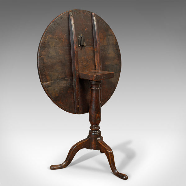 Antique Circular Table, English, Oak, Folding, Side, Occasional, Georgian, 1780