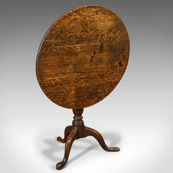 Antique Circular Table, English, Oak, Folding, Side, Occasional, Georgian, 1780