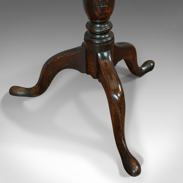 Antique Circular Table, English, Oak, Folding, Side, Occasional, Georgian, 1780