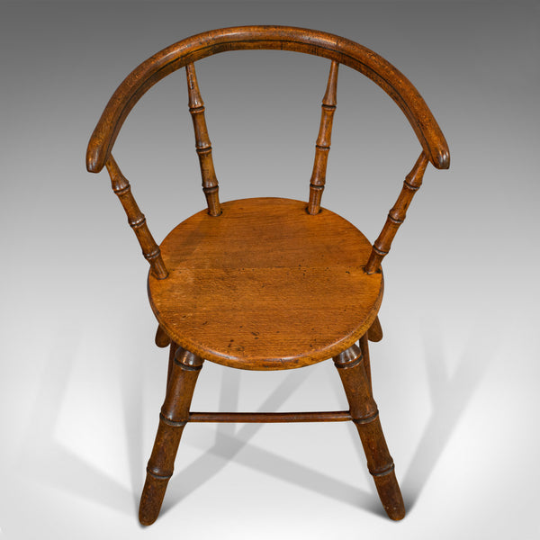 Small Antique Windsor Chair, English, Oak, Apprentice, High Wycombe, Victorian