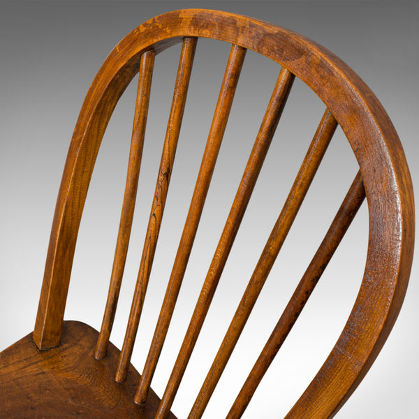 Antique Stick Back Chair, English, Elm, Beech, Station Seat, Victorian, C.1870