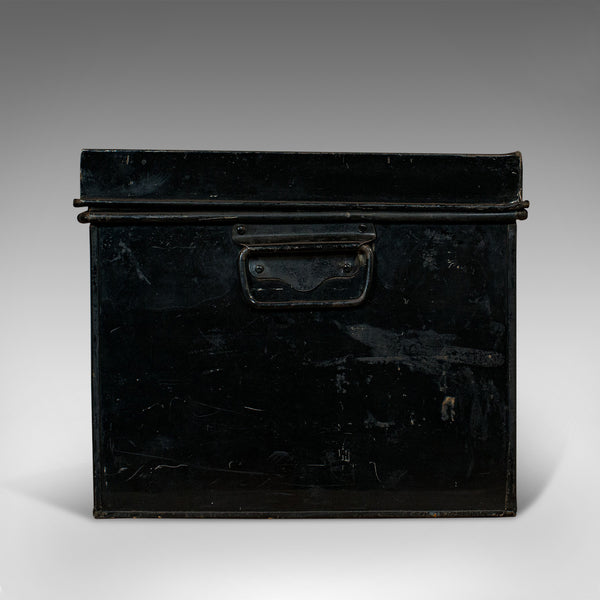 Vintage Deposit Box, English, Metal, Document Chest, 20th Century, Circa 1940