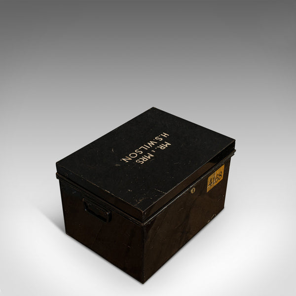 Vintage Deposit Box, English, Metal, Document Chest, 20th Century, Circa 1940