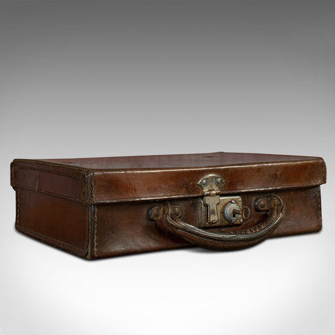 Antique Suitcase, English, Leather, Travelling Sample Case, Edwardian, C.1910
