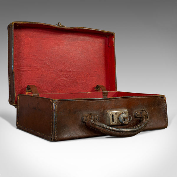 Antique Suitcase, English, Leather, Travelling Sample Case, Edwardian, C.1910