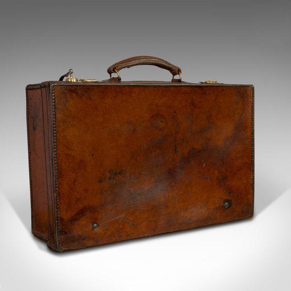 Antique Travel Case, English, Leather Banker's Suitcase, Edwardian, Circa 1910
