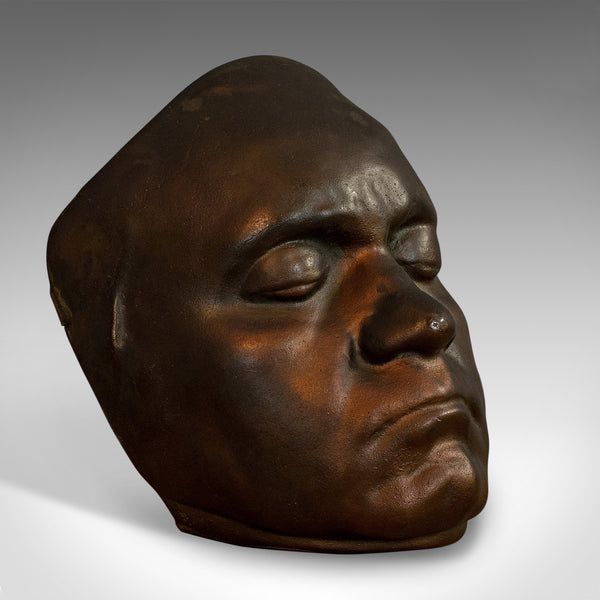 Vintage Death Mask, English, Bronze, Memento Mori, 20th Century, Circa 1960