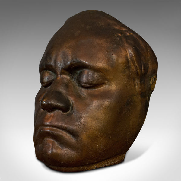 Vintage Death Mask, English, Bronze, Memento Mori, 20th Century, Circa 1960