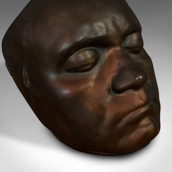 Vintage Death Mask, English, Bronze, Memento Mori, 20th Century, Circa 1960