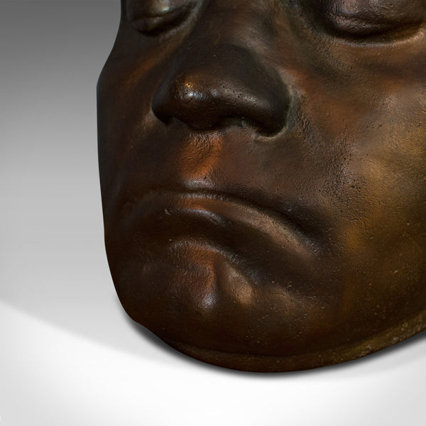 Vintage Death Mask, English, Bronze, Memento Mori, 20th Century, Circa 1960