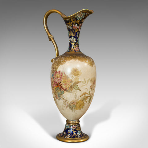 Small Antique Decorative Jug, English, Ceramic Vase, Doulton, Victorian, C.1900