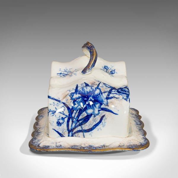 Antique Cheese Keeper, Decorative, Dish, John Maddock, Orchid, Victorian, C.1900