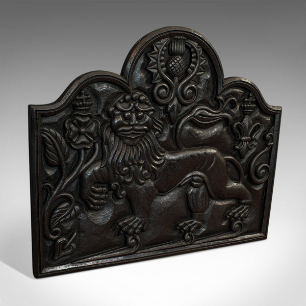 Antique Fireback, English, Cast Iron, Decorative Fireplace, Victorian, C.1900