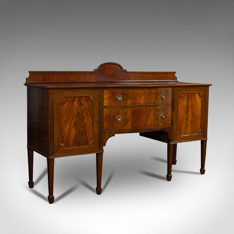 Antique Bow Front Sideboard, English, Mahogany, Dresser, Cabinet, Victorian