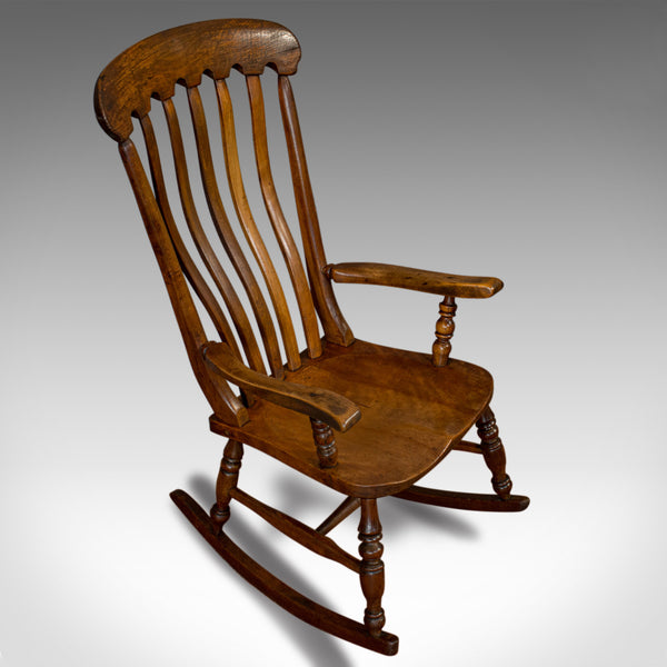 Antique Farmhouse Rocking Chair, English, Elm, Beech, Seat, Victorian, C.1900