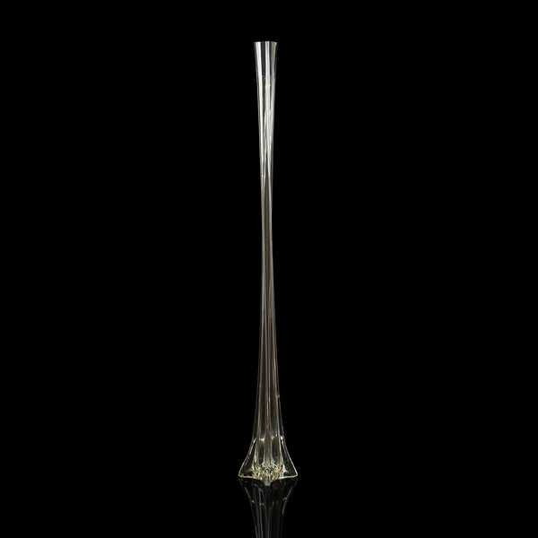 Pair Of Vintage Iris Vases, French, 4' Tall Glass, Gladioli, Flower, Circa 1970