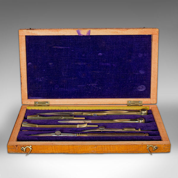 Vintage Drawing Set, English, Draughtsman, Cartographer, Instrument, Circa 1950