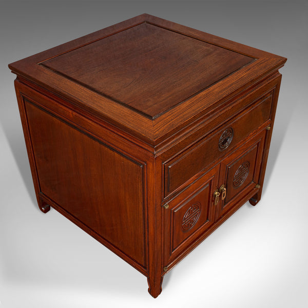 Vintage Bedside Nightstand, Asian, Teak, Side Cabinet, 20th Century, Circa 1990