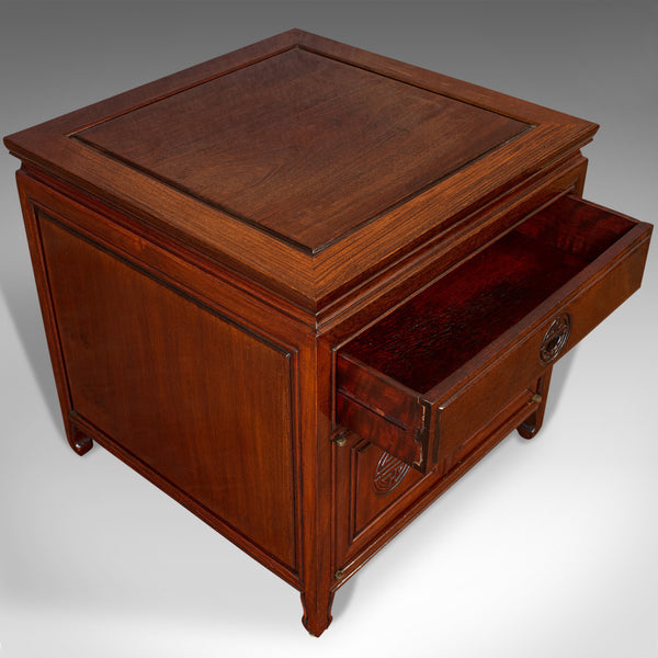 Vintage Bedside Nightstand, Asian, Teak, Side Cabinet, 20th Century, Circa 1990