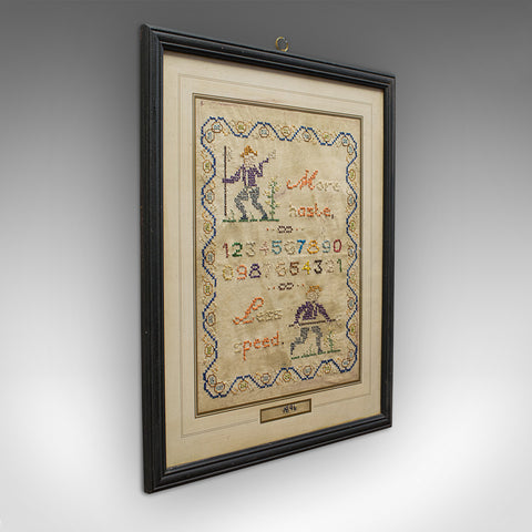 Antique Framed Sampler, English, Cross-Stitch, Apprentice, Victorian, Dated 1896