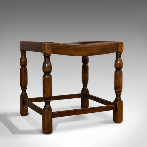 Antique Luggage Rack, English, Oak, Bedroom, Stand, Stool, Edwardian, Circa 1910