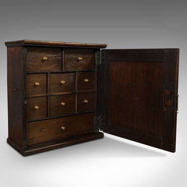 Antique Tea Cabinet, English, Oak, Spice, Apothecary Case, Georgian, Circa 1800