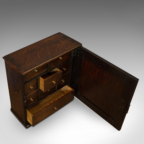 Antique Tea Cabinet, English, Oak, Spice, Apothecary Case, Georgian, Circa 1800