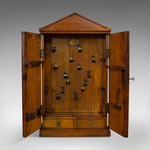 Antique Tool Cupboard, Oak, Wall Hanging, Cabinet, Army and Navy, Edwardian