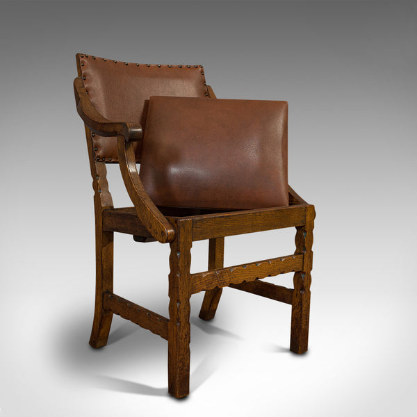 Set of 8, Antique Dining Chairs, Oak, Seat, Arts & Crafts, Hamptons, Edwardian