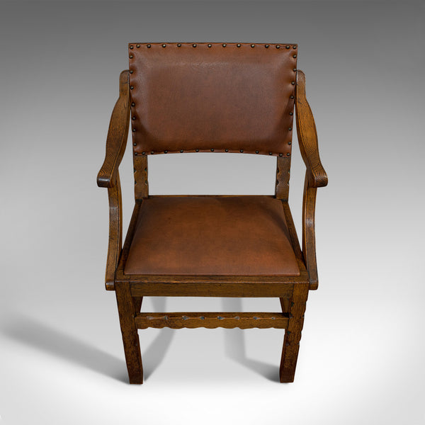 Set of 8, Antique Dining Chairs, Oak, Seat, Arts & Crafts, Hamptons, Edwardian