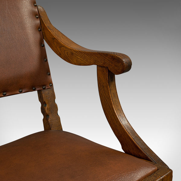 Set of 8, Antique Dining Chairs, Oak, Seat, Arts & Crafts, Hamptons, Edwardian