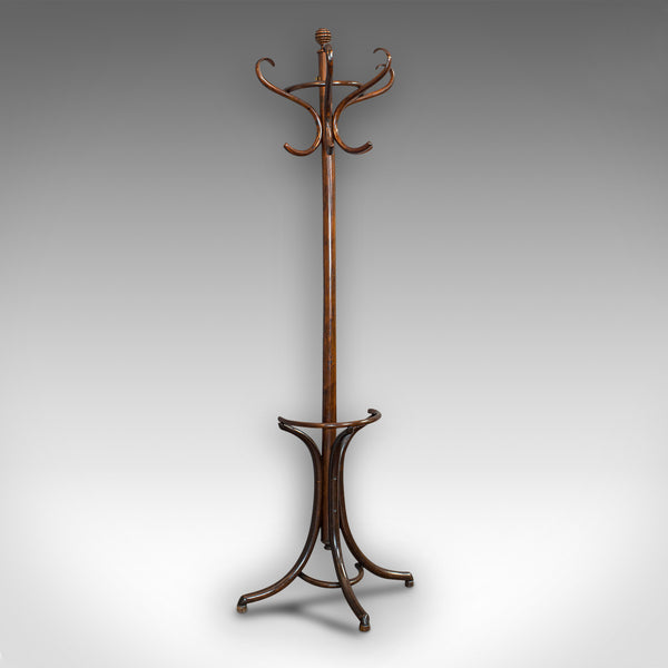 Antique Half Round Hall Stand, French, Bentwood, Coat Rack, Thonet-esque, 1910