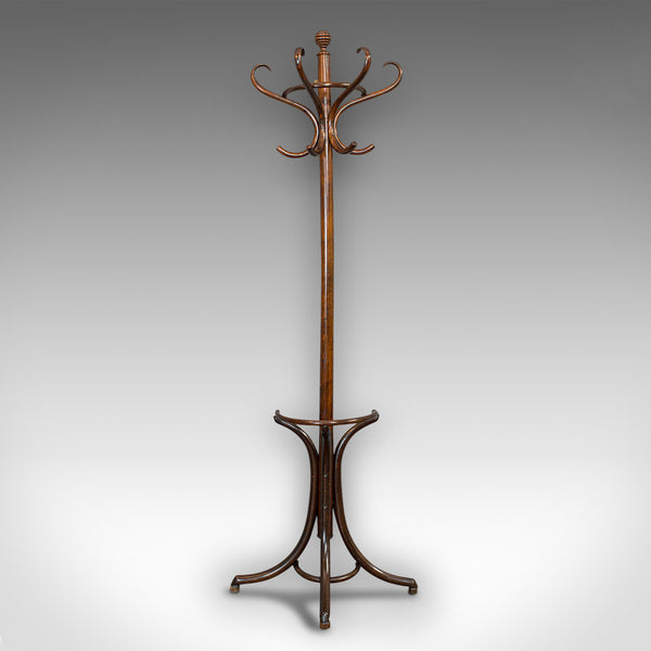 Antique Half Round Hall Stand, French, Bentwood, Coat Rack, Thonet-esque, 1910