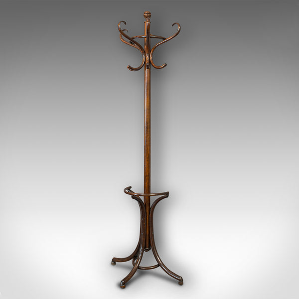 Antique Half Round Hall Stand, French, Bentwood, Coat Rack, Thonet-esque, 1910