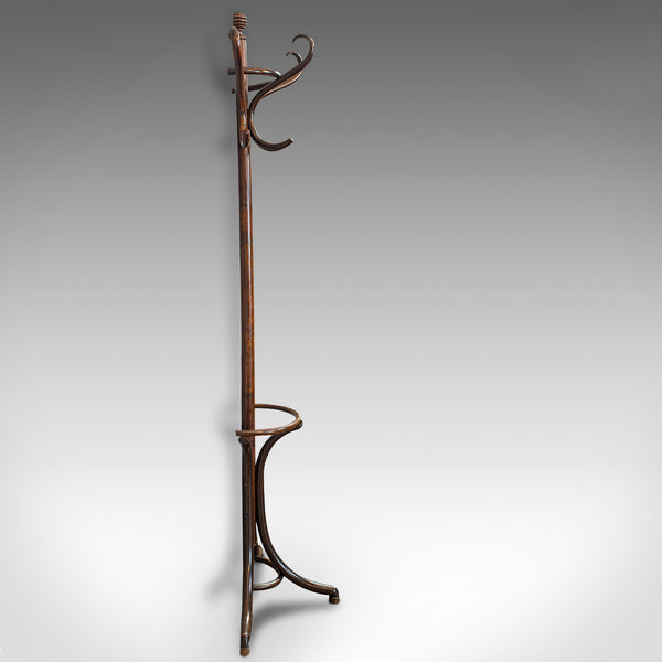 Antique Half Round Hall Stand, French, Bentwood, Coat Rack, Thonet-esque, 1910