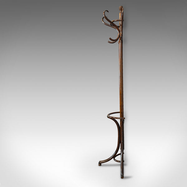 Antique Half Round Hall Stand, French, Bentwood, Coat Rack, Thonet-esque, 1910