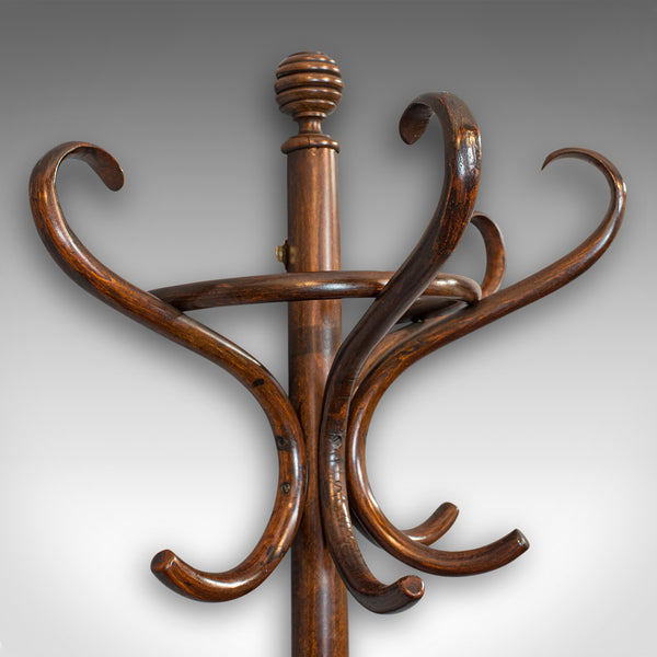 Antique Half Round Hall Stand, French, Bentwood, Coat Rack, Thonet-esque, 1910