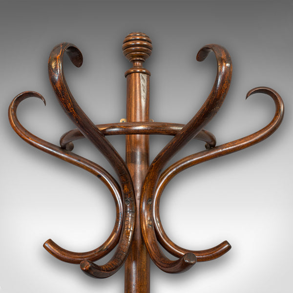 Antique Half Round Hall Stand, French, Bentwood, Coat Rack, Thonet-esque, 1910