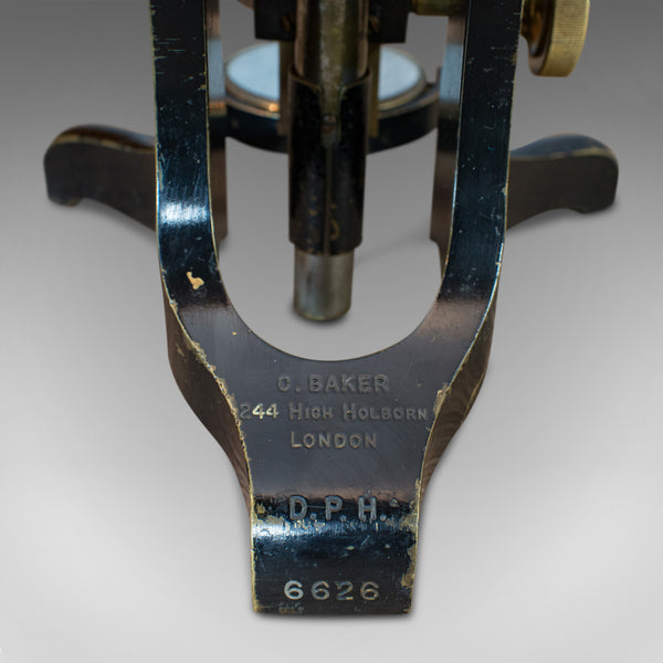 Antique Microscope, English, Brass, Scientific Instrument, Charles Baker, London