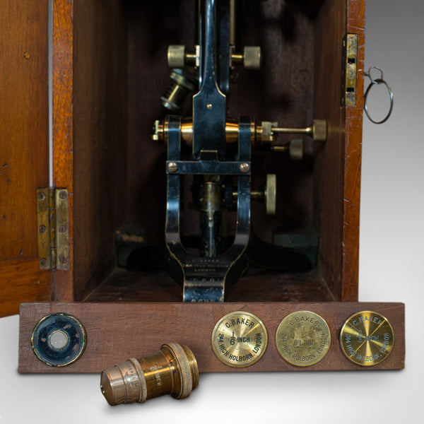 Antique Microscope, English, Brass, Scientific Instrument, Charles Baker, London