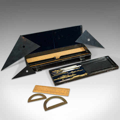 Antique Technical Drawing Set, Architect, Cartographer, Instruments, ANCSL, 1920