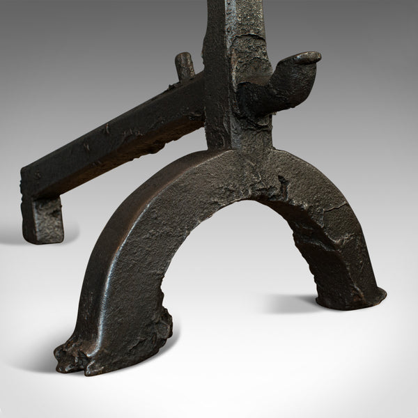 Large, Antique Decorative Andiron, Iron, Fireside, Firedog, Candle, Georgian