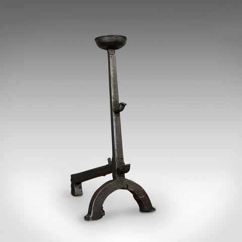 Large, Antique Decorative Andiron, Iron, Fireside, Firedog, Candle, Georgian