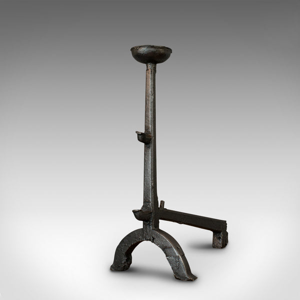 Large, Antique Decorative Andiron, Iron, Fireside, Firedog, Candle, Georgian