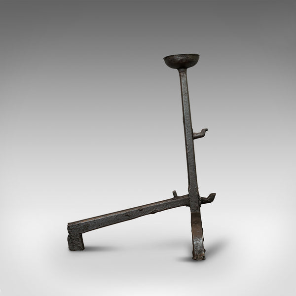 Large, Antique Decorative Andiron, Iron, Fireside, Firedog, Candle, Georgian